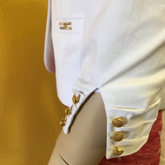 NWT WOMEN 3/4 SLEEVES BLAZER WHITE ELEGANT JACKET LINED GOLD-TONE HARDWARE‎ - Picture 5 of 8